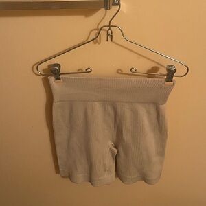 White Fox Active tan ribbed biker shorts